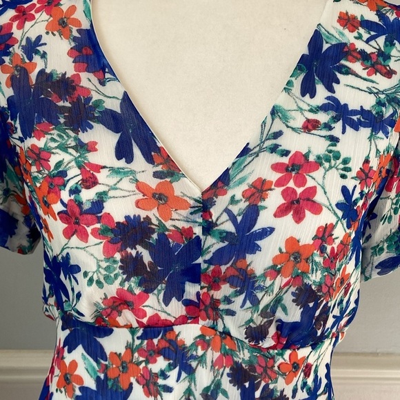 Calvin Klein Women's Puff-Sleeve Midi Dress, Atlantis Multi Size 6 Floral - Picture 6 of 14